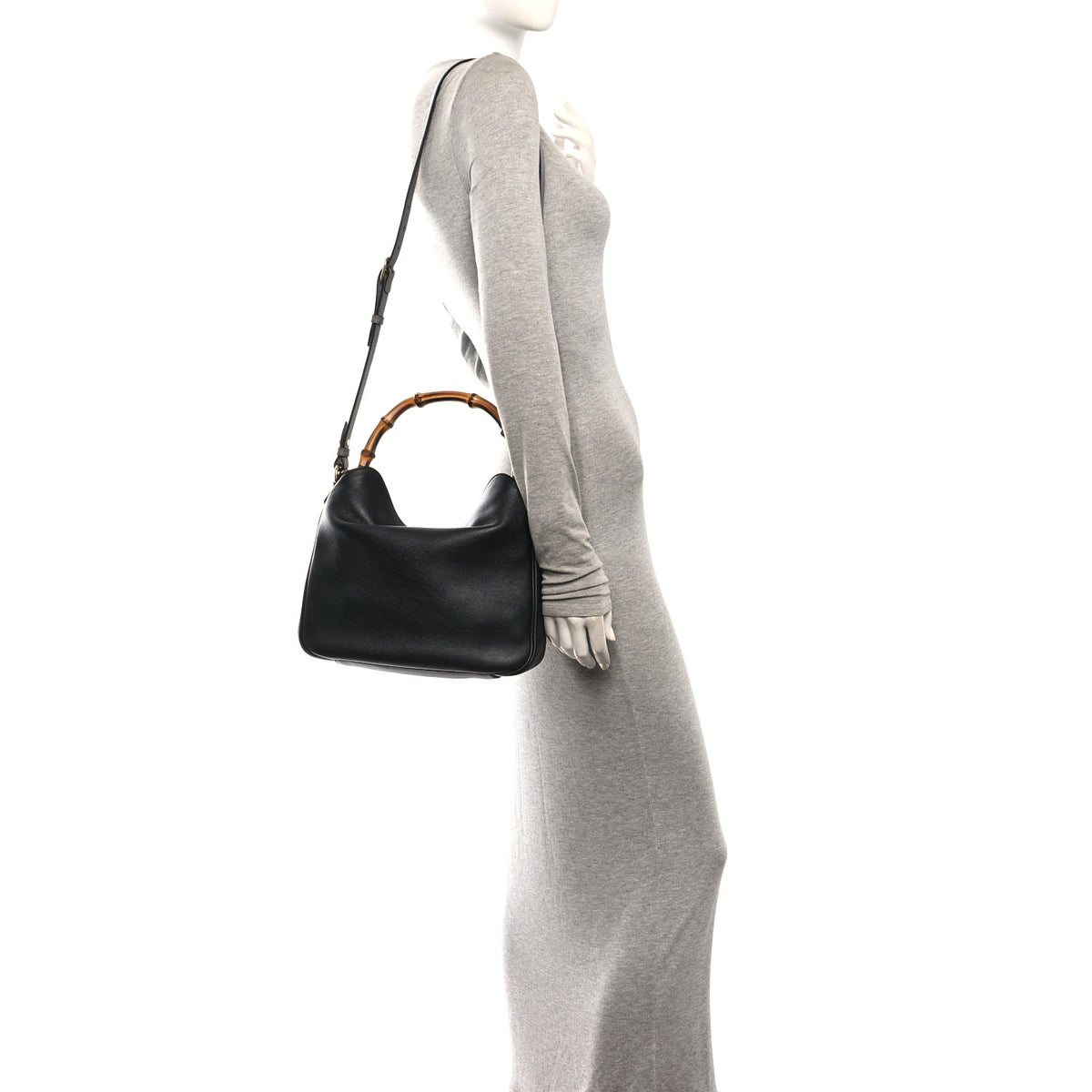 Softy Wonka Textured Dollar Calfskin Medium Diana Shoulder Bag Black