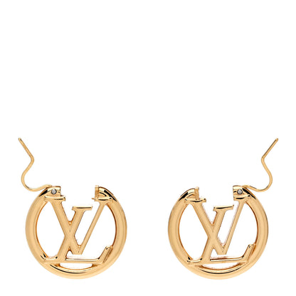 Louis Vuitton Metal Small Louise Hoop Earrings Gold 3 of 6