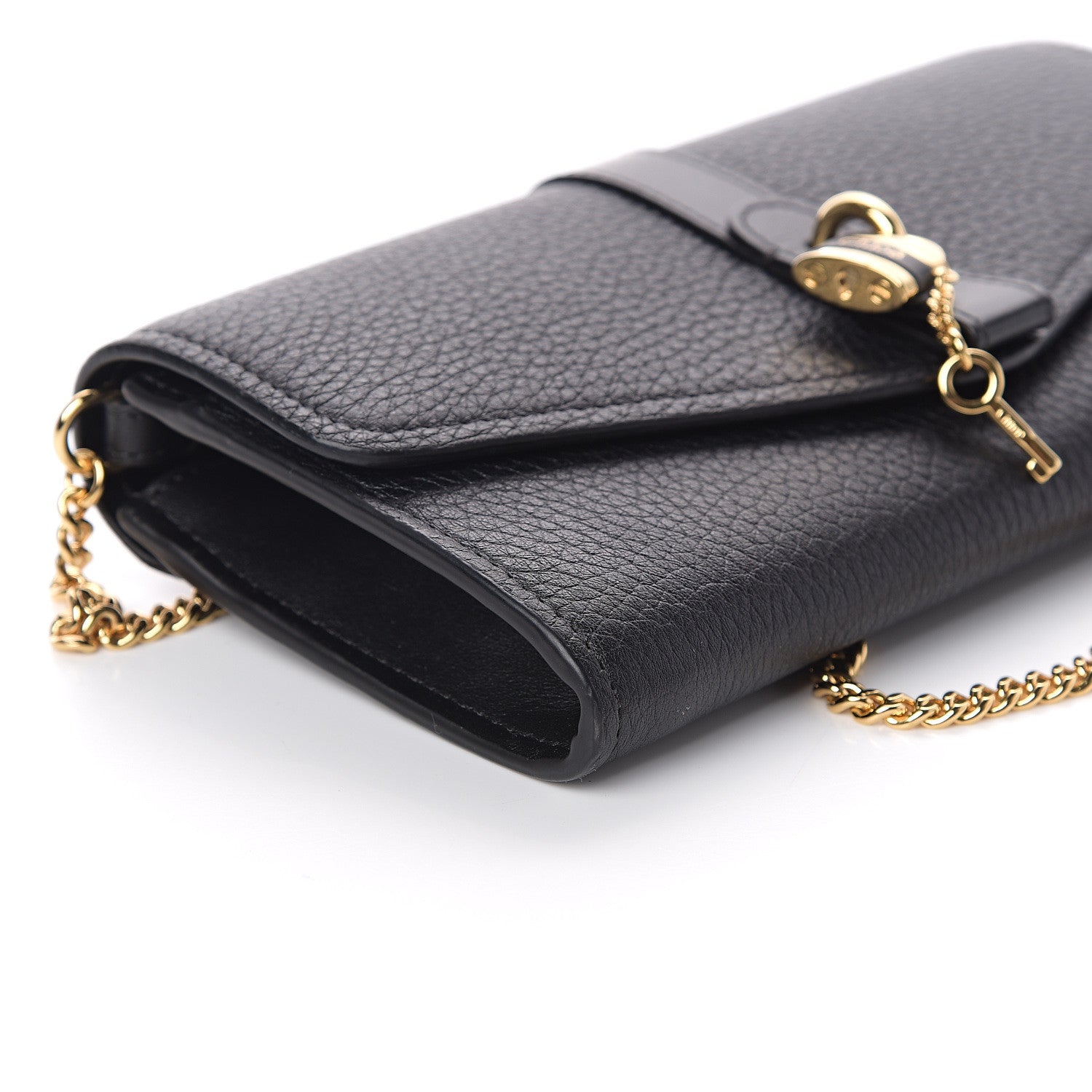 Chloe Shiny Grained Calfskin Aby Wallet on Chain Black 7 of 8