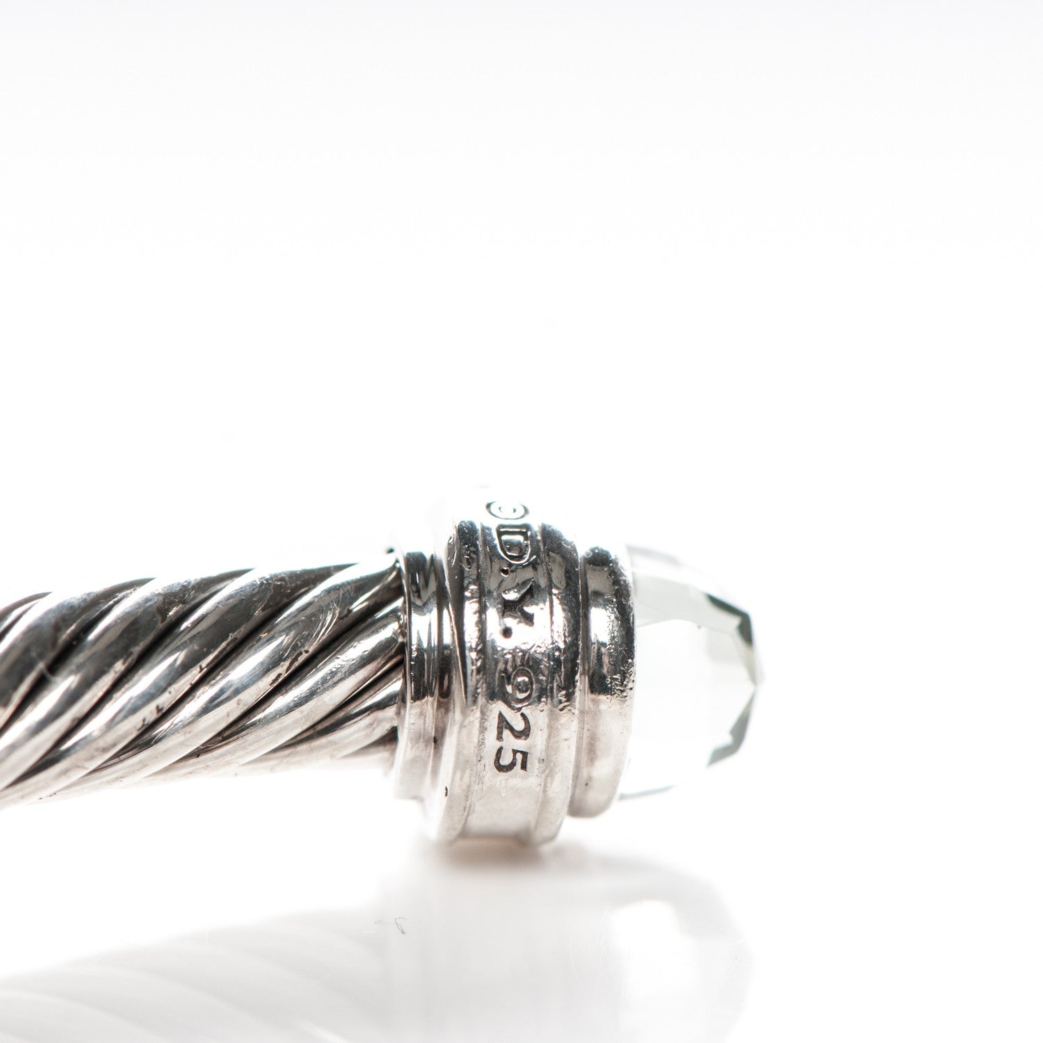 David Yurman Sterling Silver Diamond Prasiolite 5mm Cable Classics Bracelet 4 of 5