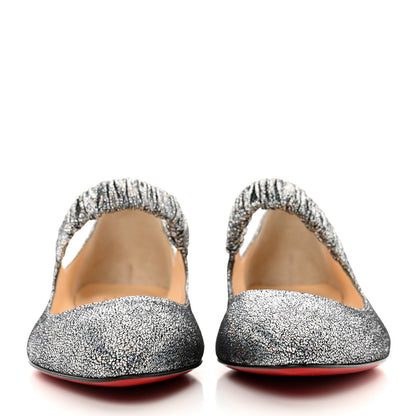 Christian Louboutin Nappa Mica Gil Mary Jane Ballet Flats 38.5 Silver 2 of 7