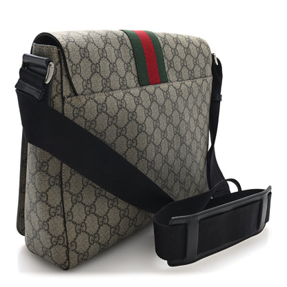 Gucci GG Supreme Monogram Web Flap Messenger Bag Black 3 of 10