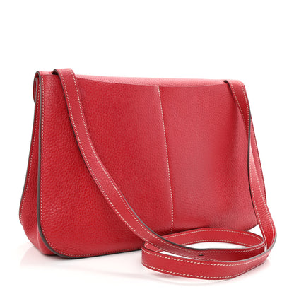 Hermes Taurillon Clemence Verso Halzan 31 GM Rouge Casaque Vermillion 3 of 13