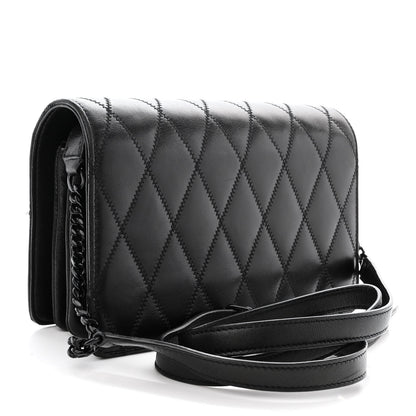 Saint Laurent Lambskin Diamond Quilted Monogram Angie Chain Bag Black 3 of 11