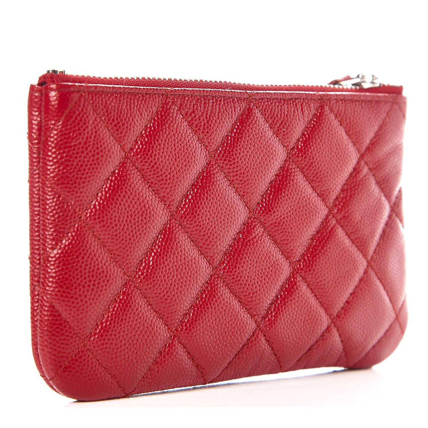 Caviar Quilted Small Cosmetic Case Dark Red