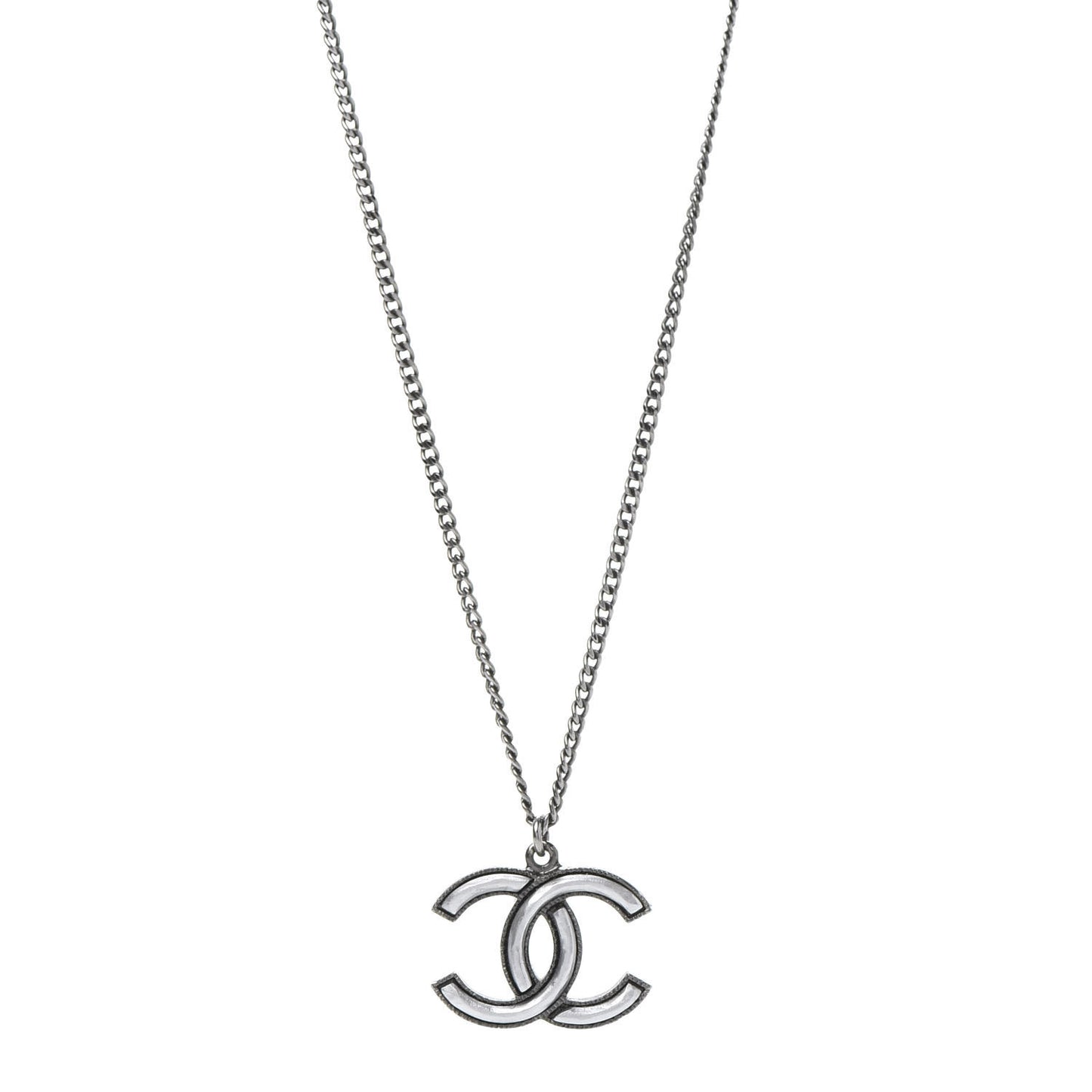 Ruthenium Enamel CC Necklace Silver