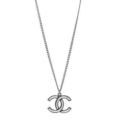 Chanel Ruthenium Enamel CC Necklace Silver 1 of 6