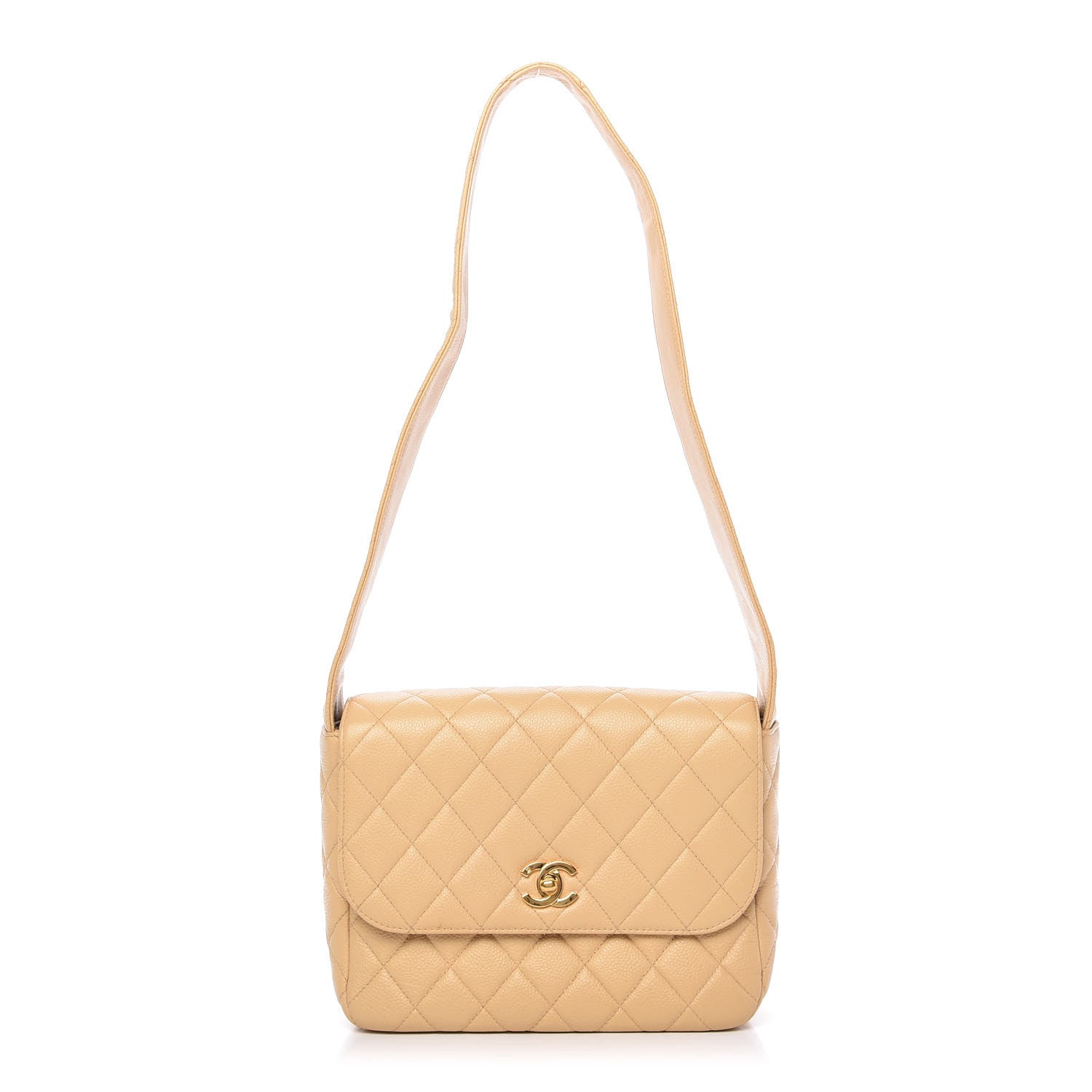 Chanel Caviar Quilted Shoulder Flap Bag Beige 1 of 13