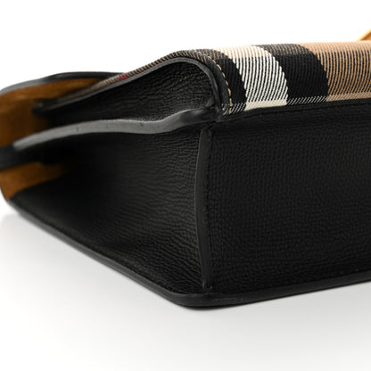 Burberry Derby Calfskin House Check Small Macken Crossbody Bag Black 10 of 11