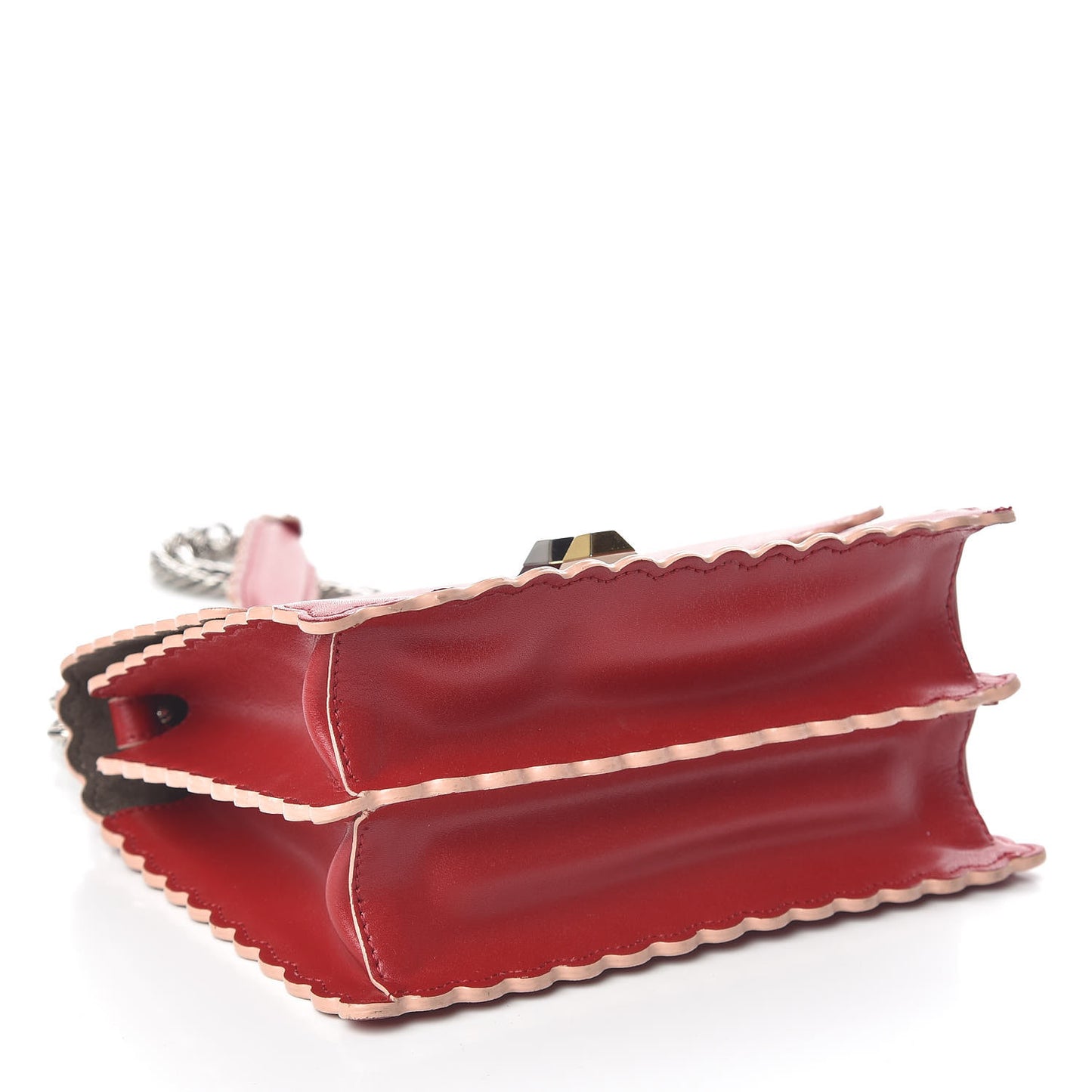 Vitello Liberty Scalloped Studded Small Kan I Shoulder Bag Fragola