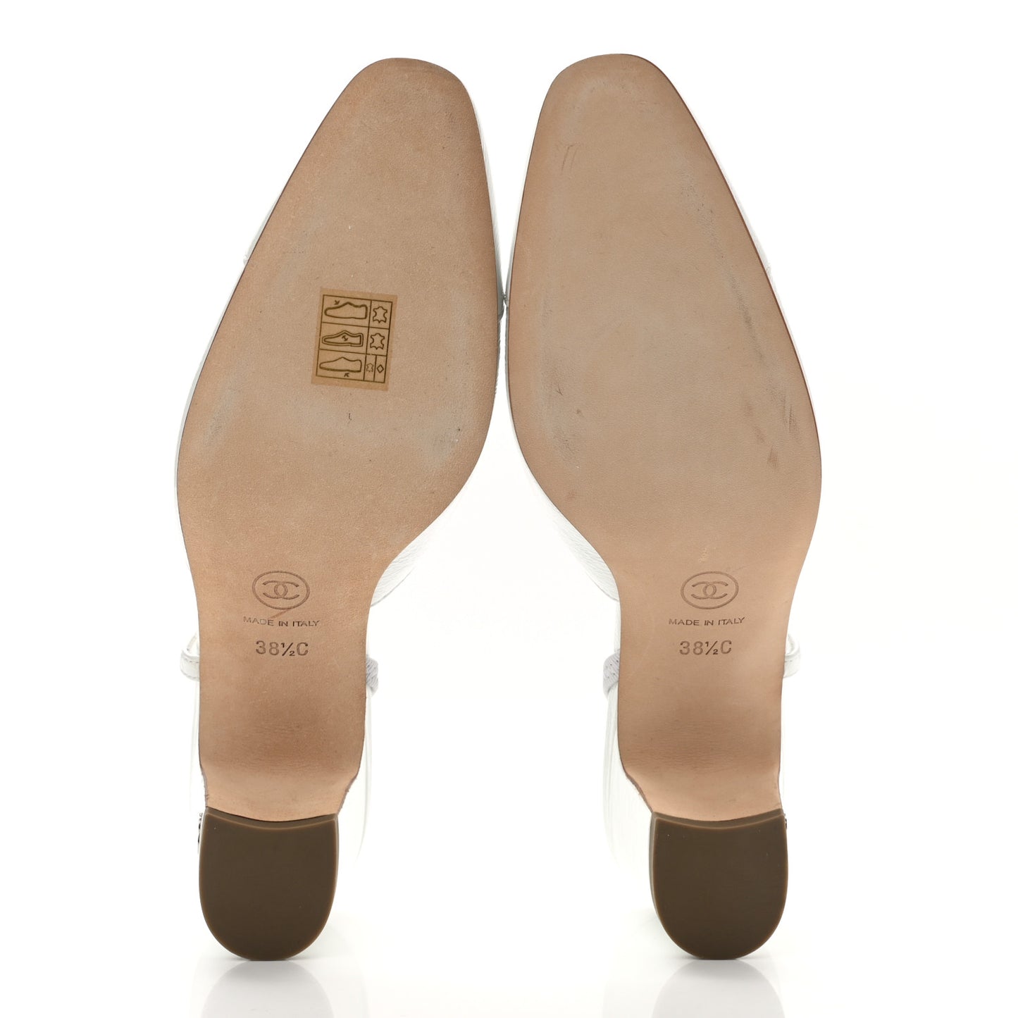 Patent Calfskin Cap Toe CC Slingback Pumps 38.5 White