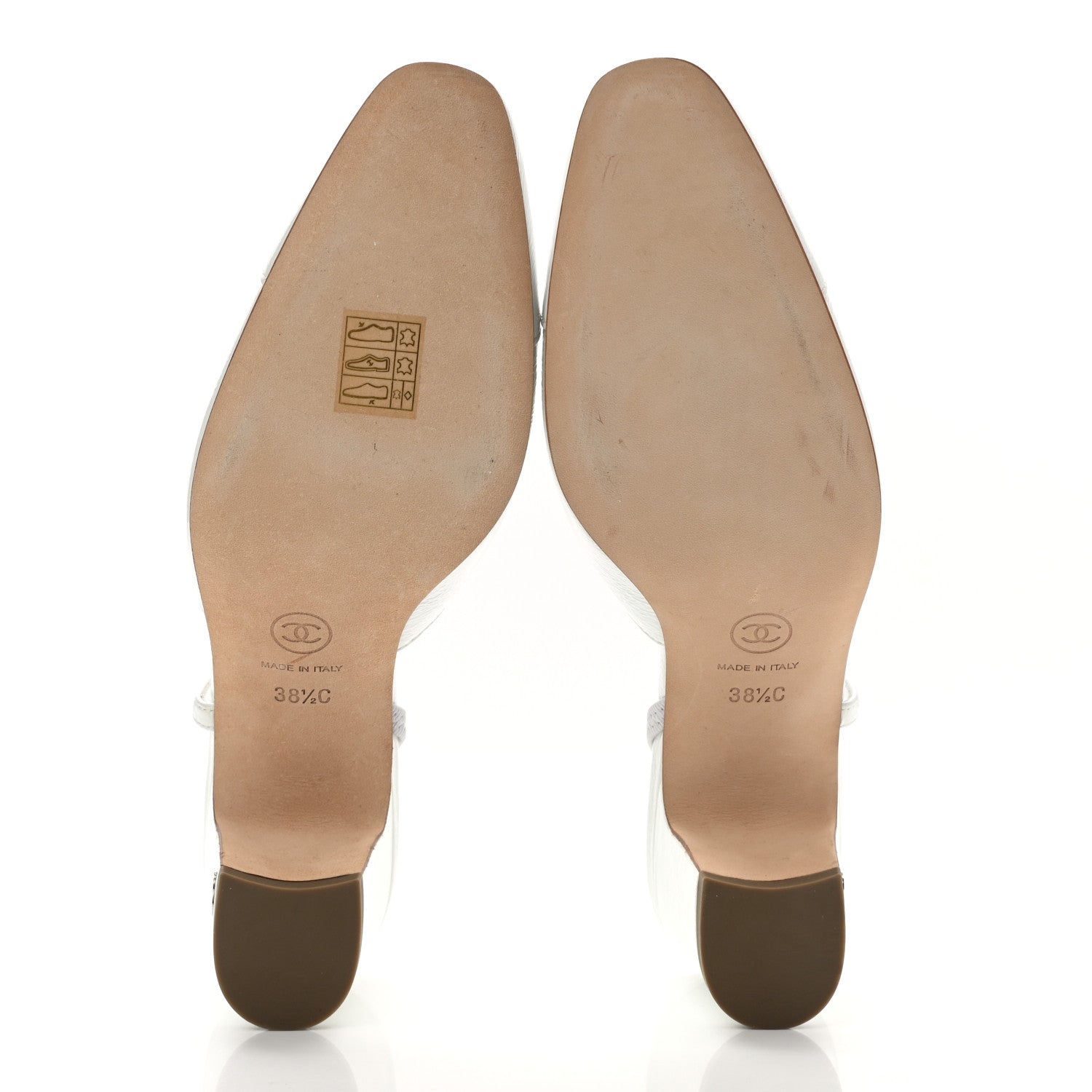 Chanel Patent Calfskin Cap Toe CC Slingback Pumps 38.5 White 5 of 8
