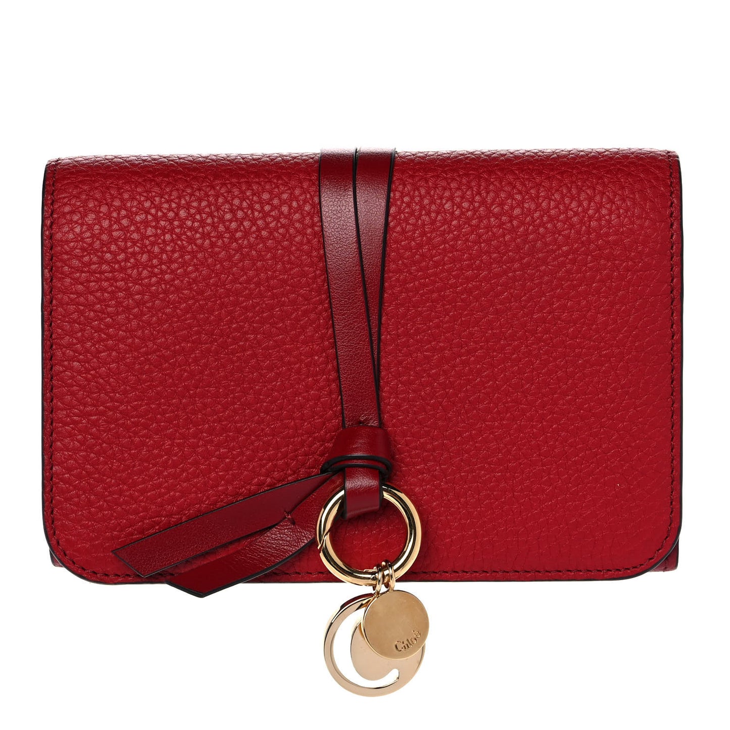 Calfskin Alphabet Compact Wallet Smoked Red