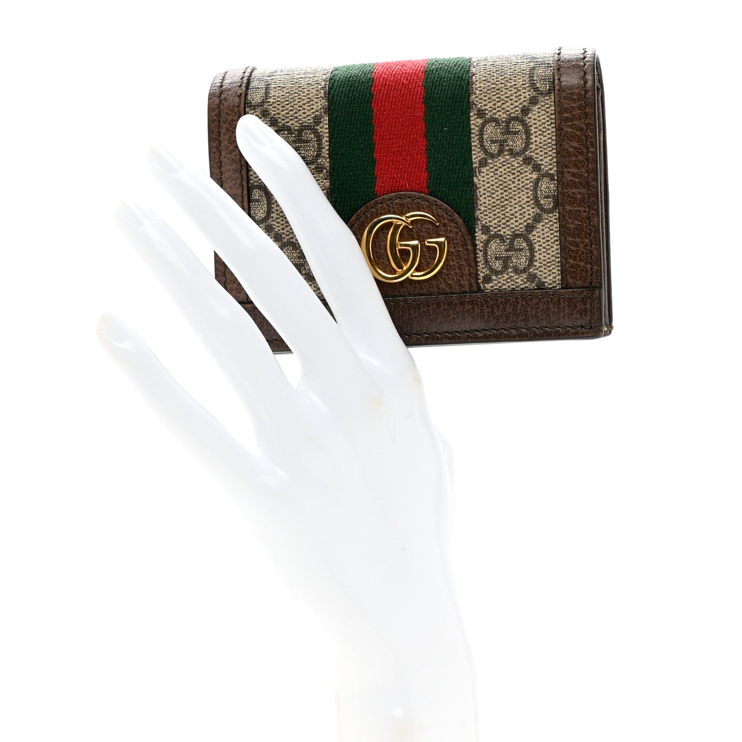Gucci GG Supreme Monogram Web Ophidia Card Case Beige New Acero 2 of 8