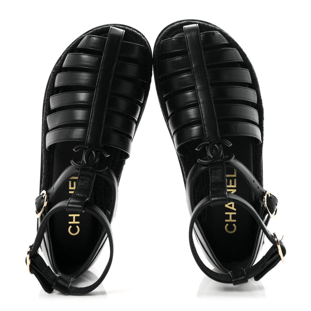 Lambskin Espadrille Sandals 37 Black