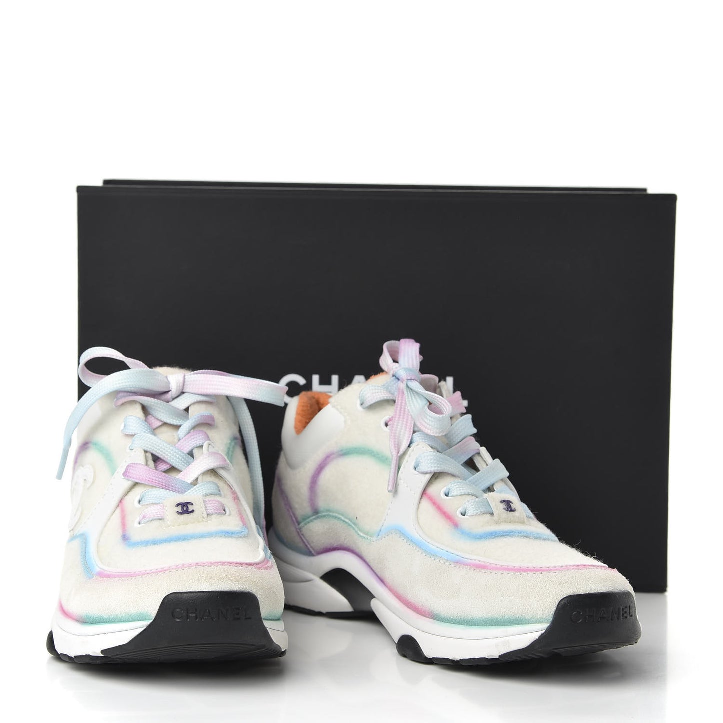 Wool Suede Calfskin CC Sneakers 37 Multicolor