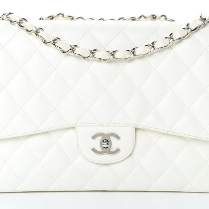 Chanel Caviar Quilted Jumbo Single Flap White 9 of 16