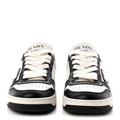 Prada Vitello Sport Spazzolato Rois Triangle Logo Womens Downtown Low Top 30mm Sneakers 36.5 White Black 2 of 10