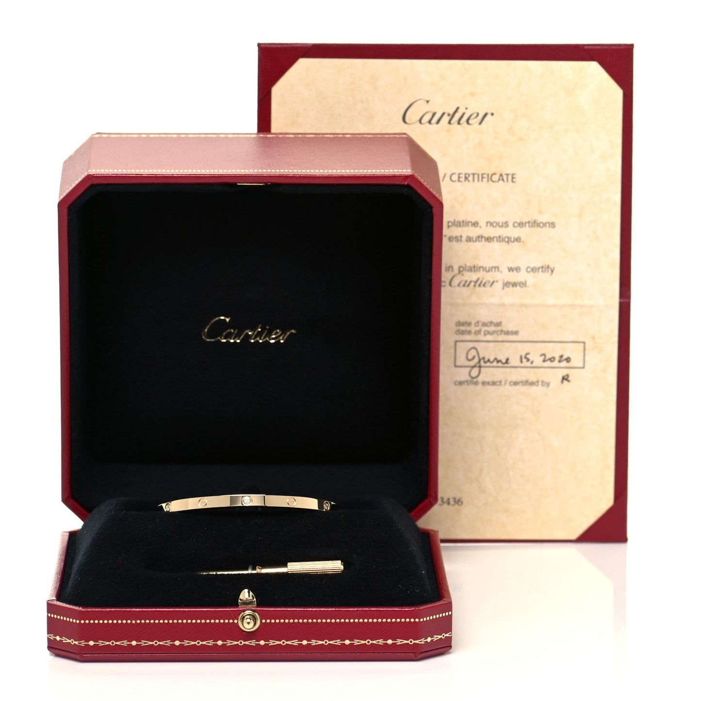 18K Yellow Gold 6 Diamond Small LOVE Bracelet 16