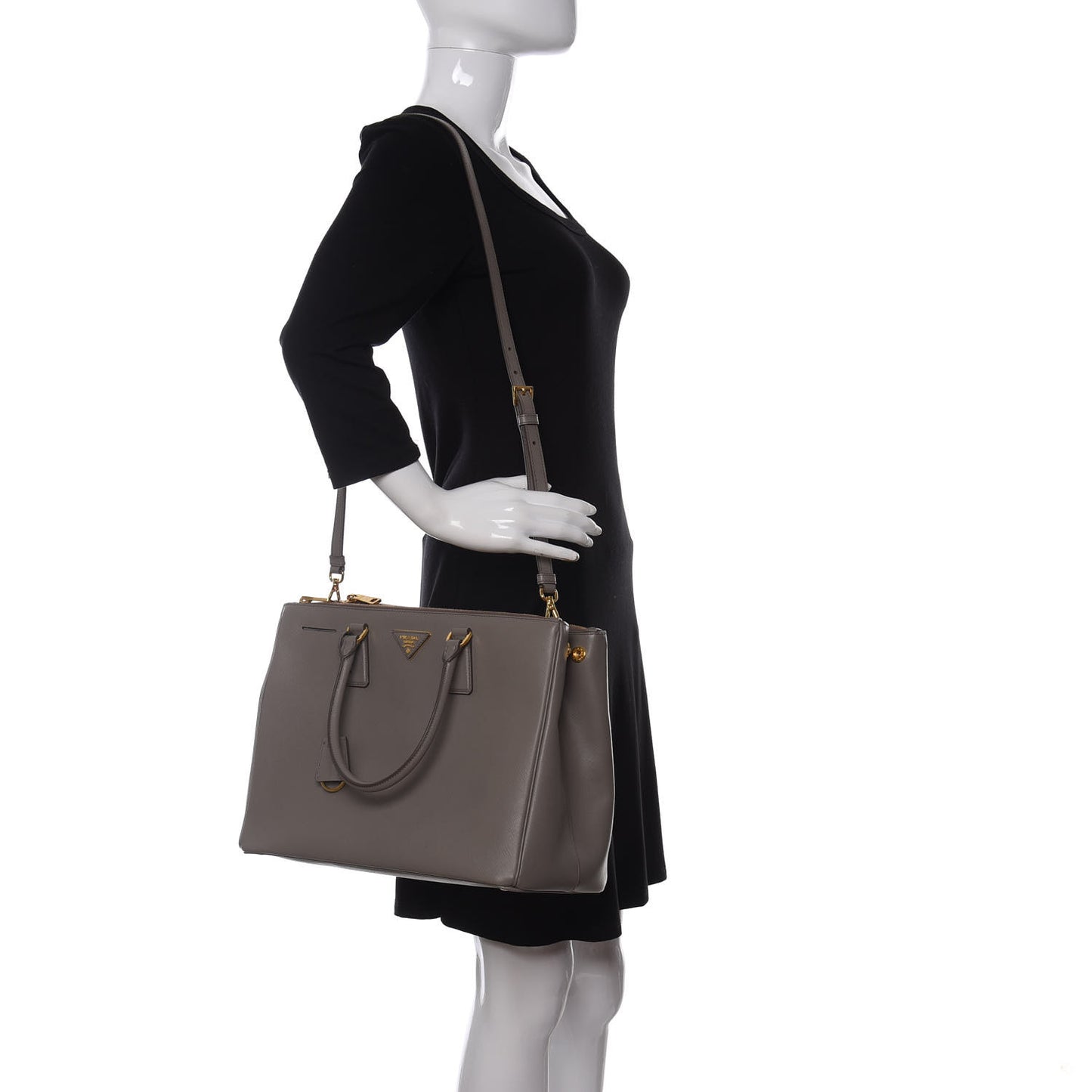 Saffiano Large Galleria Double Zip Tote Argilla
