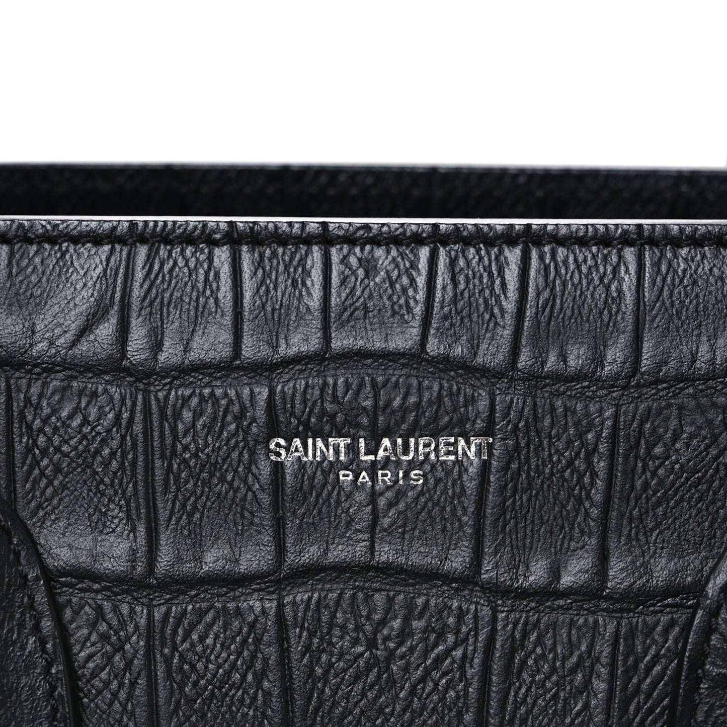 Calfskin Crocodile Embossed Small Sac de Jour Black