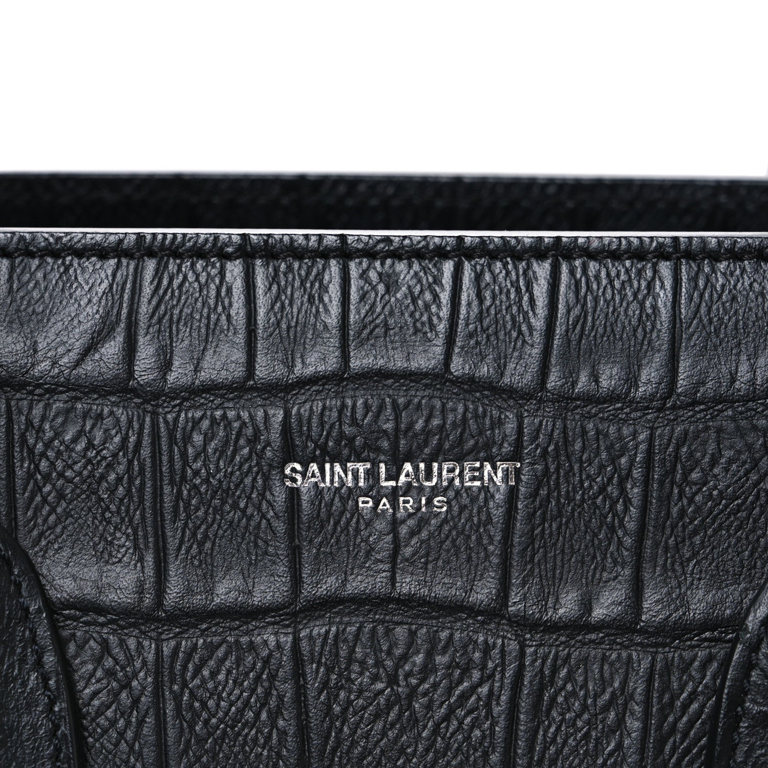 Saint Laurent Calfskin Crocodile Embossed Small Sac de Jour Black 8 of 10