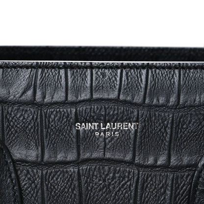 Saint Laurent Calfskin Crocodile Embossed Small Sac de Jour Black 8 of 10