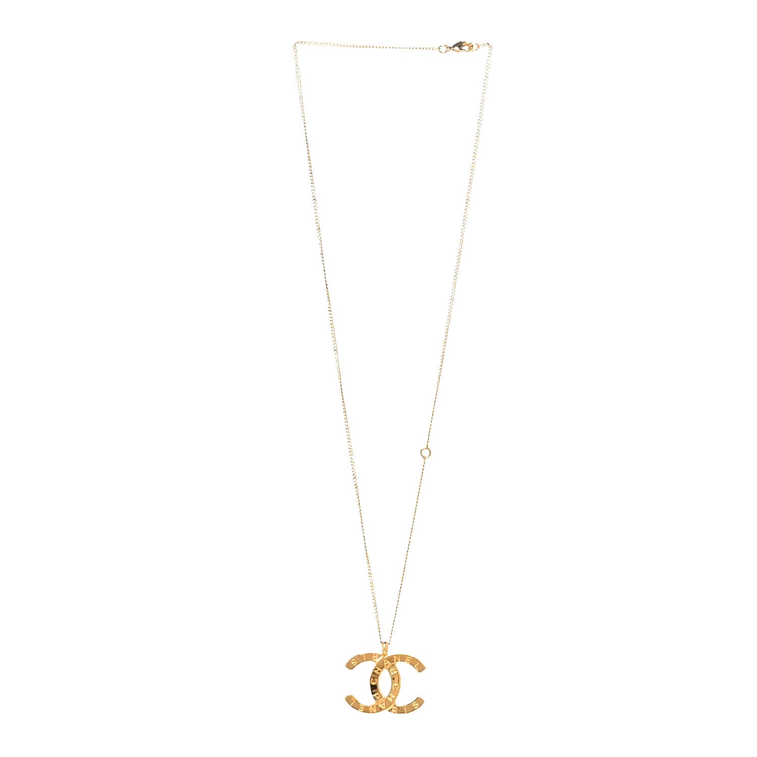 Chanel Metal CC Paris Button Necklace Gold 3 of 5