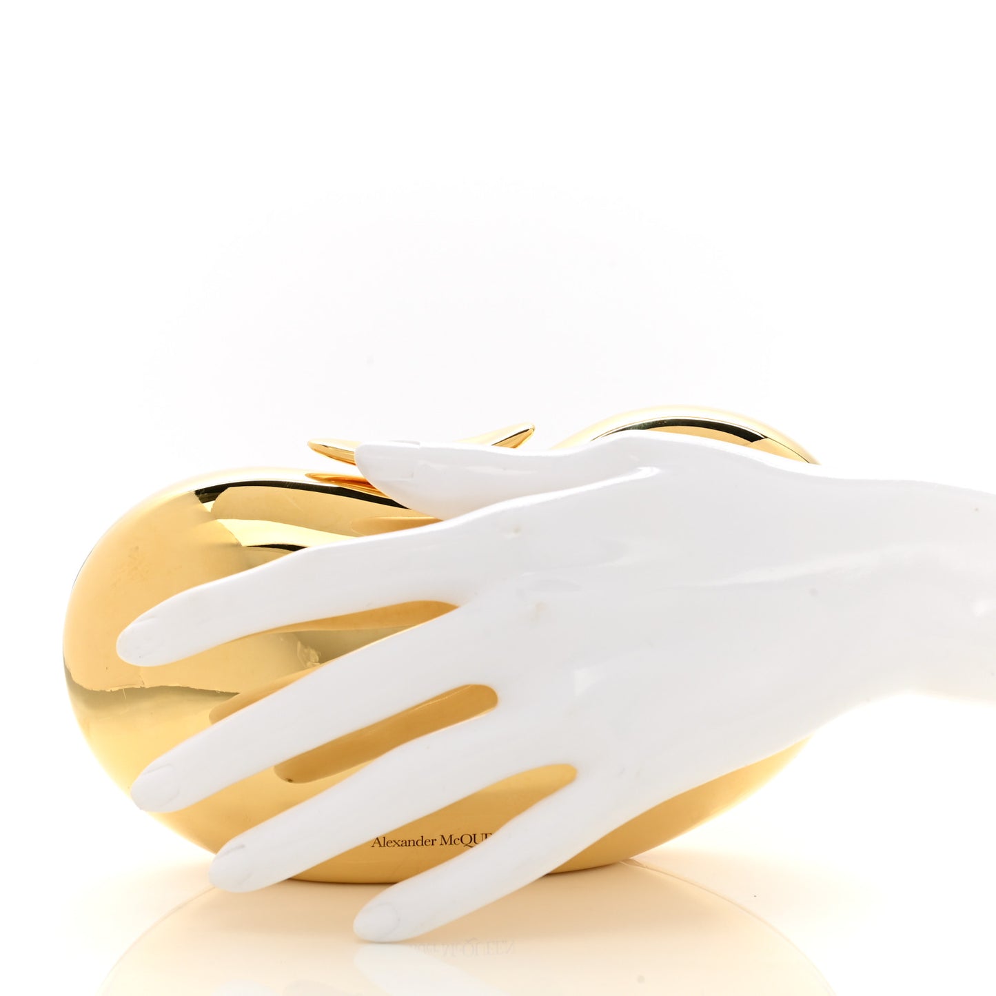 Metal Hard-Shell Pebble Clutch Bag Gold