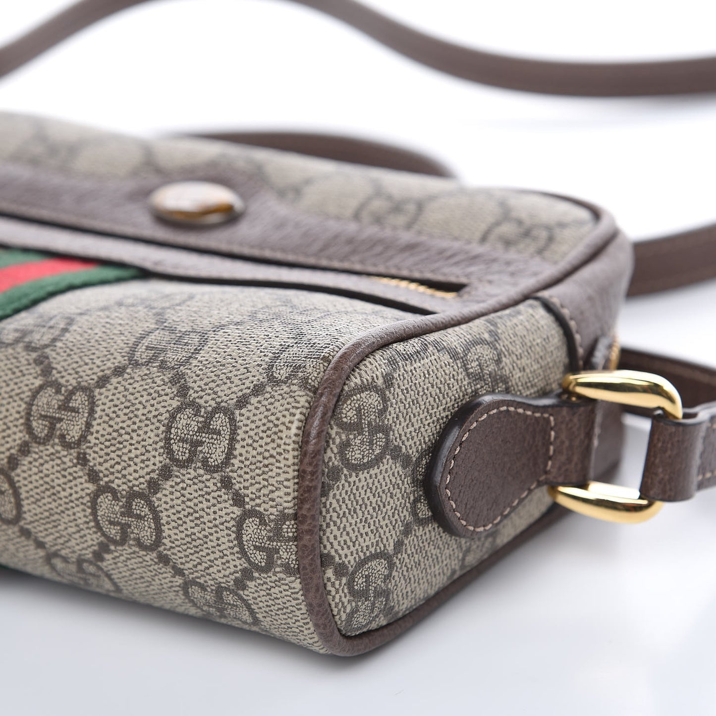 GG Supreme Monogram Web Mini Ophidia Shoulder Bag Brown