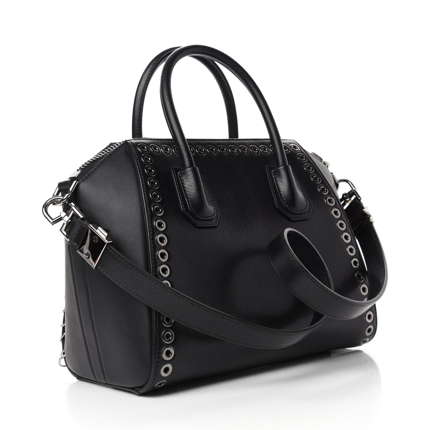 Sugar Goatskin Small Eyelet Antigona Black