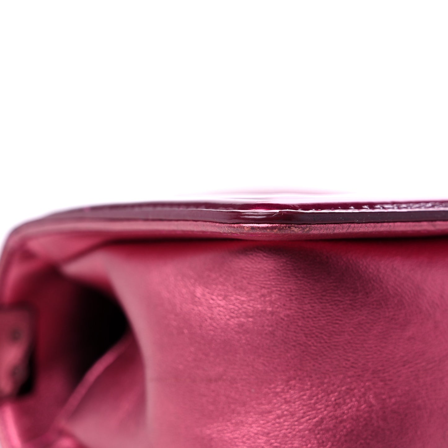 Metallic Patent Calfskin Quilted Small Boy Flap Pink