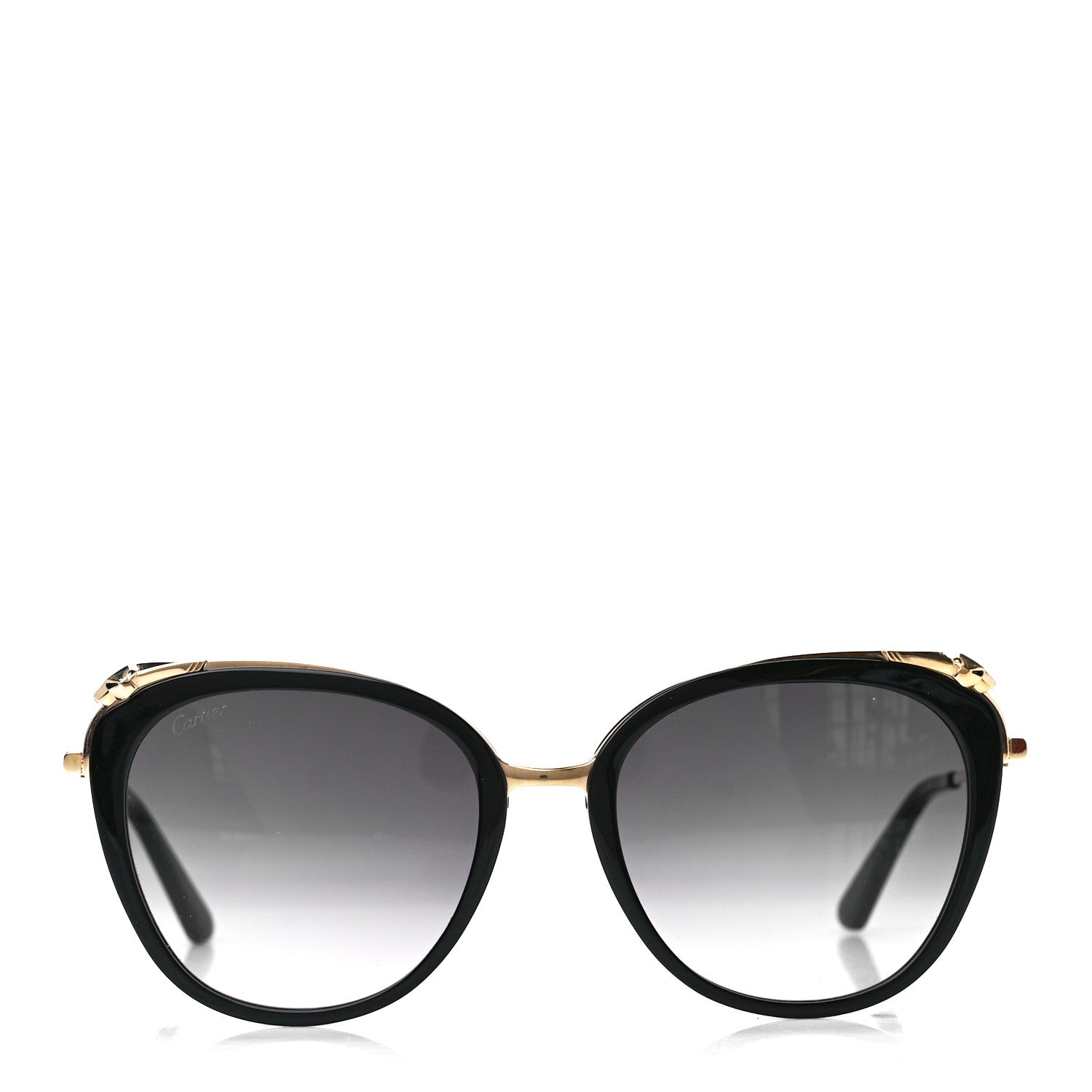 Cartier Panthere De Cartier Cat Eye Sunglasses Gold Black 2 of 8