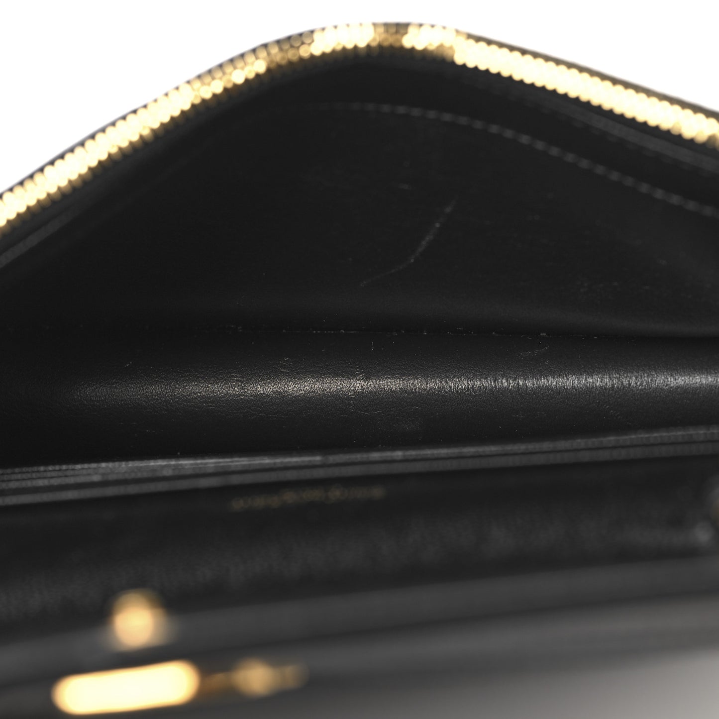 Grain De Poudre Matelasse Chevron Monogram Envelope Chain Wallet Black