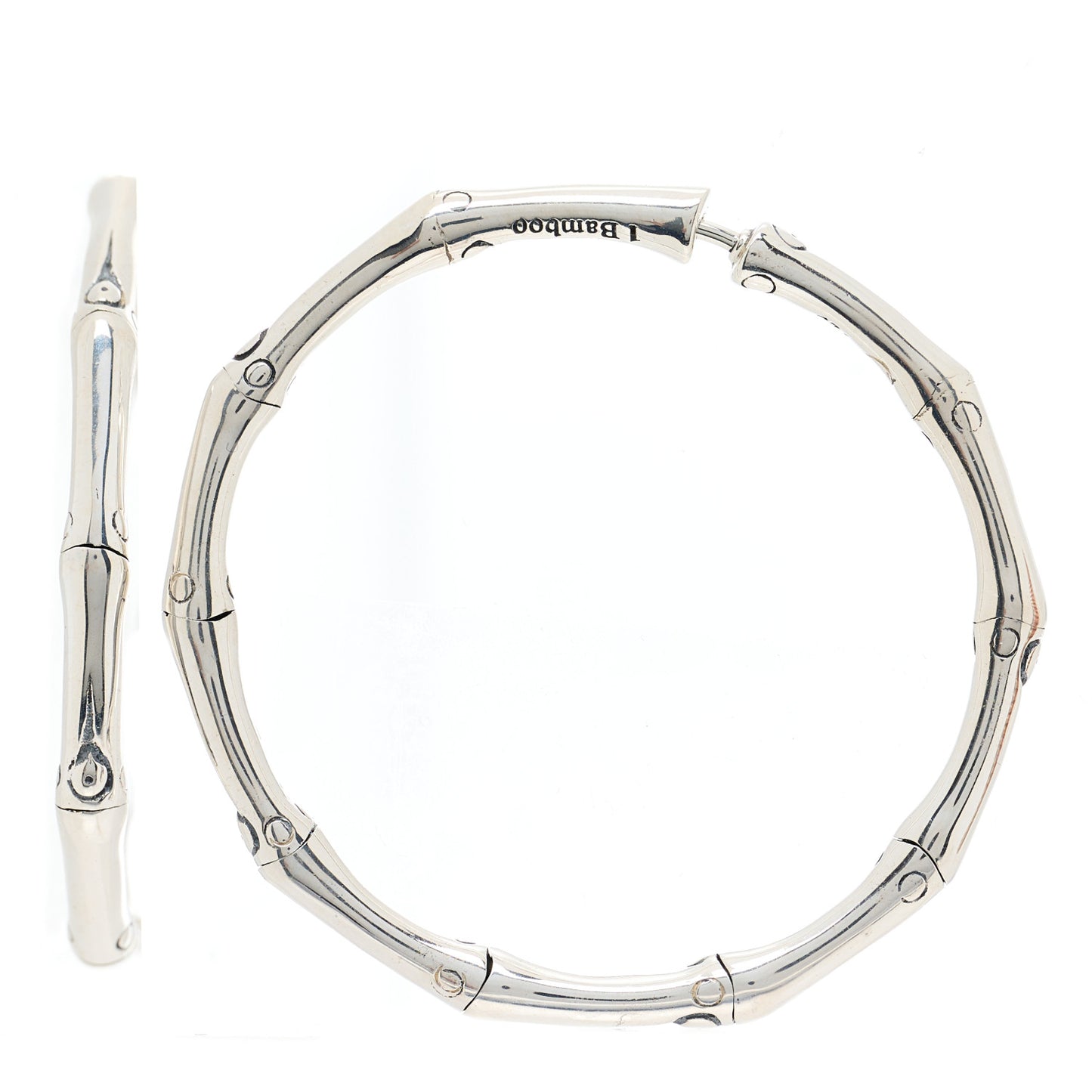 Sterling Silver 35mm Bamboo Hoop Earrings