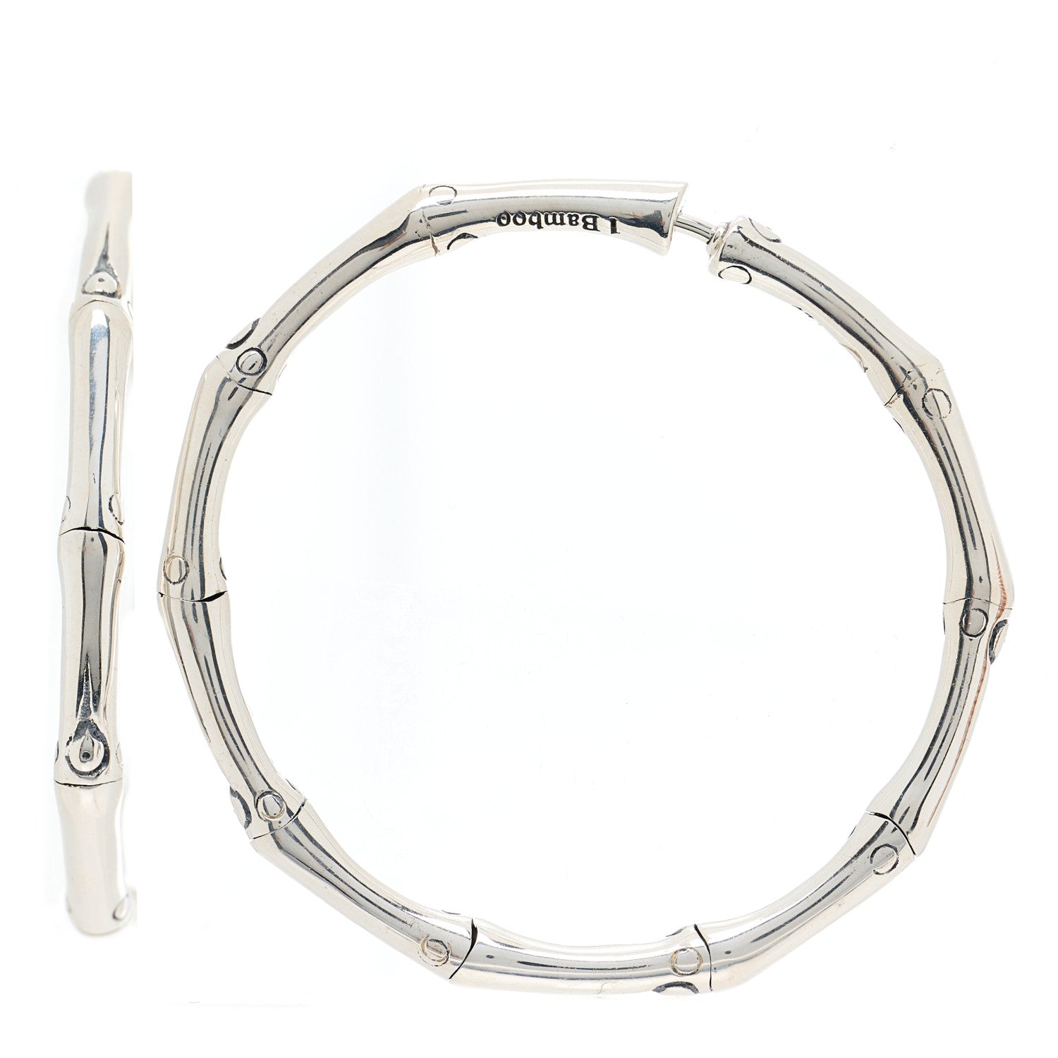 John Hardy Sterling Silver 35mm Bamboo Hoop Earrings 1 of 4
