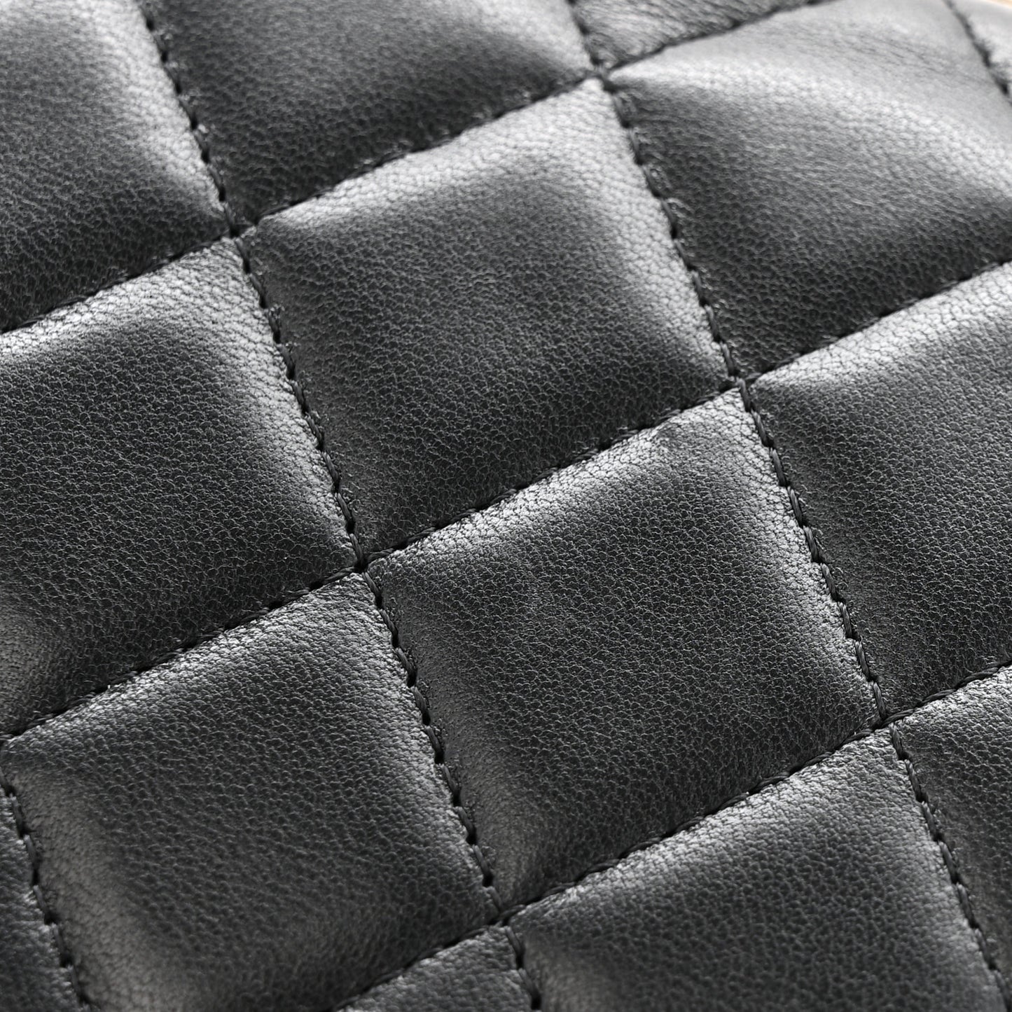 Lambskin Quilted Mini Trendy CC Clutch With Chain Black