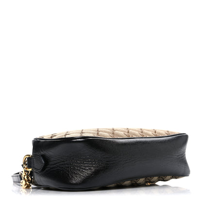 Gucci Monogram Matelasse Diagonal Small GG Marmont Chain Shoulder Bag Beige Black 4 of 10
