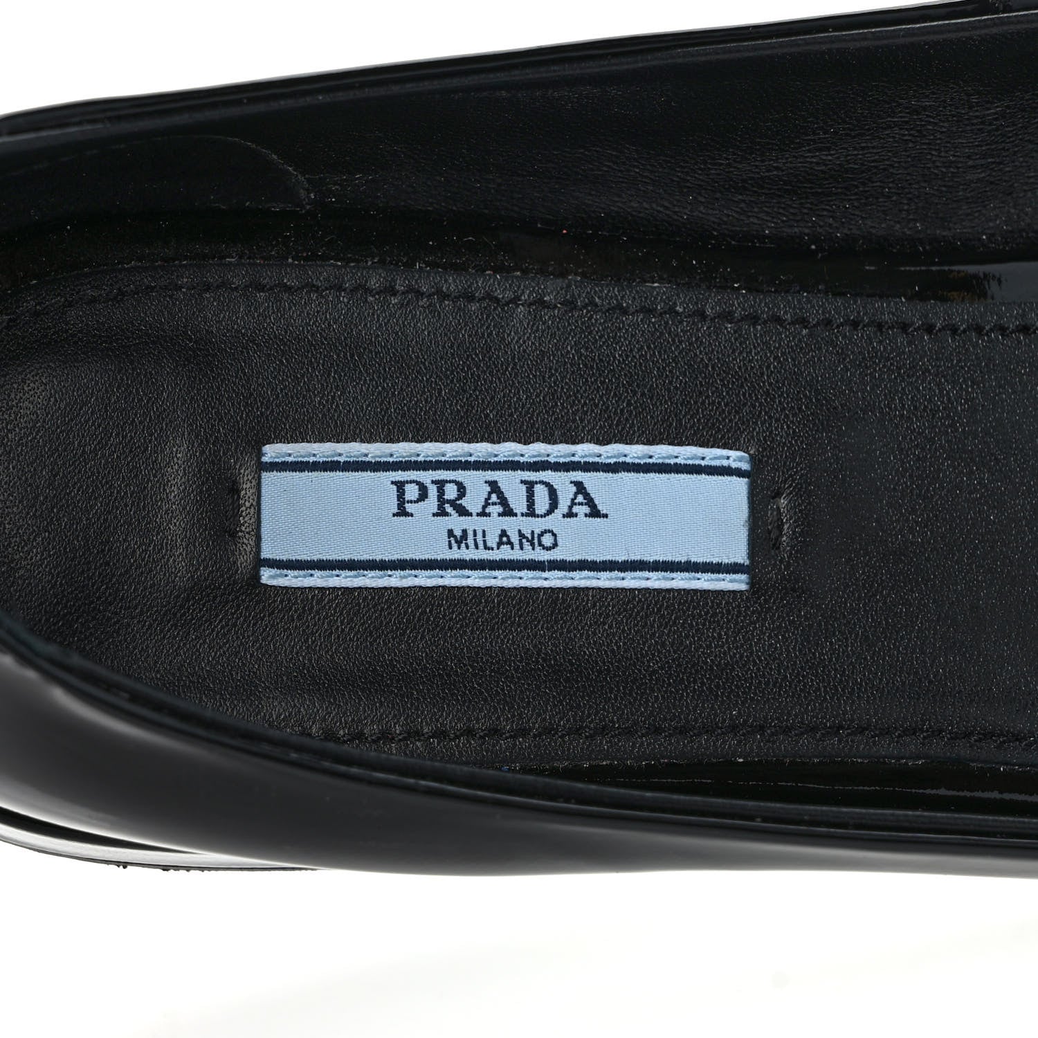 Prada Patent Calfskin Triangle Ankle Strap Ballerinas 40 Black 7 of 8