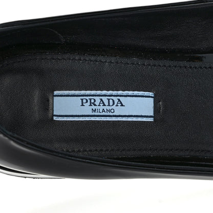 Prada Patent Calfskin Triangle Ankle Strap Ballerinas 40 Black 7 of 8