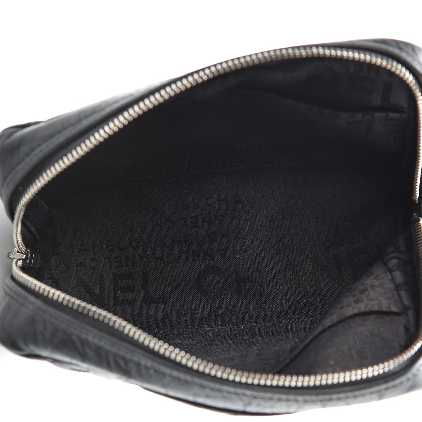 Distressed Calfskin Cambon Cosmetic Case Black