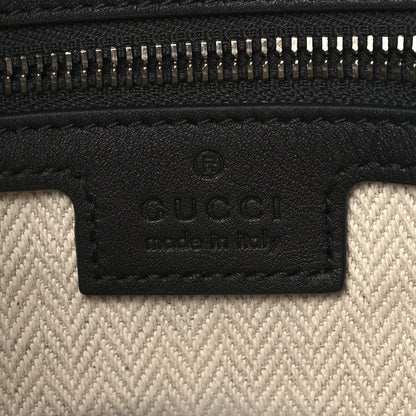 Gucci GG Supreme Monogram Textured Calfskin Emblem Small Crossbody Black 6 of 10