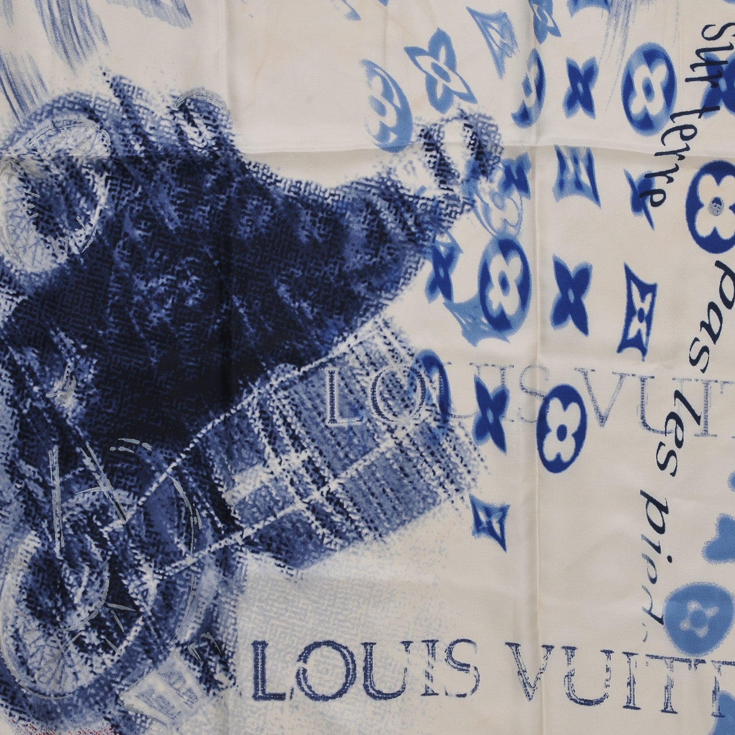 Louis Vuitton Silk Monogram Motorcycle Square Scarf 4 of 5
