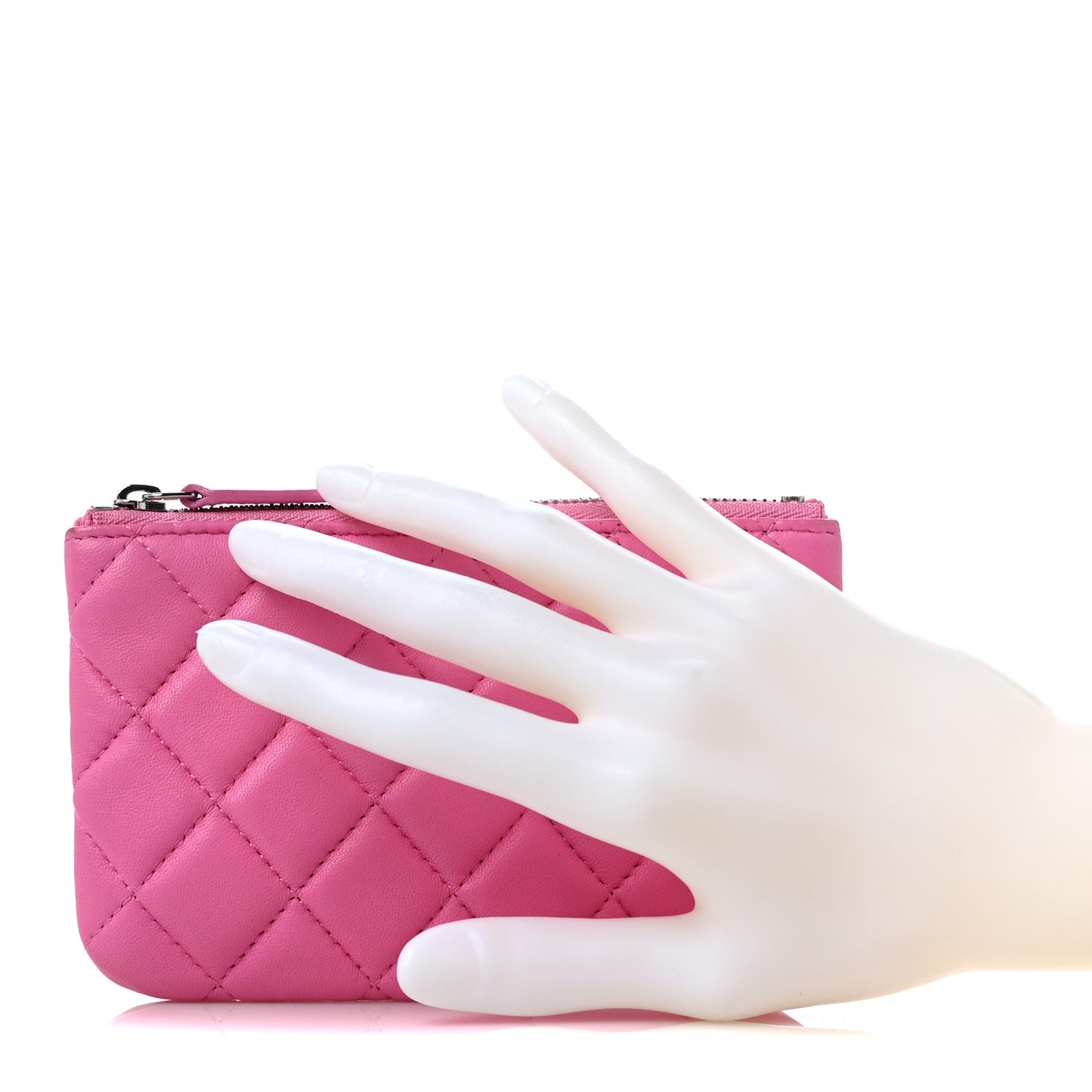 Lambskin Quilted Small Cosmetic Case Pink