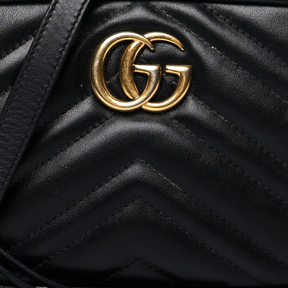 Gucci Calfskin Matelasse Mini GG Marmont Chain Shoulder Bag Black 8 of 13