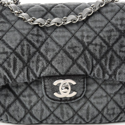 Chanel Washed Denim Quilted Small Denimpression Flap Grey Black 8 of 11