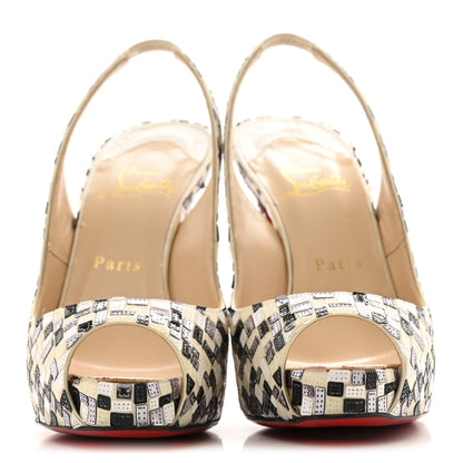 Christian Louboutin Satin Mosaique No Prive 120 Pumps 37.5 Silver Black White 3 of 12