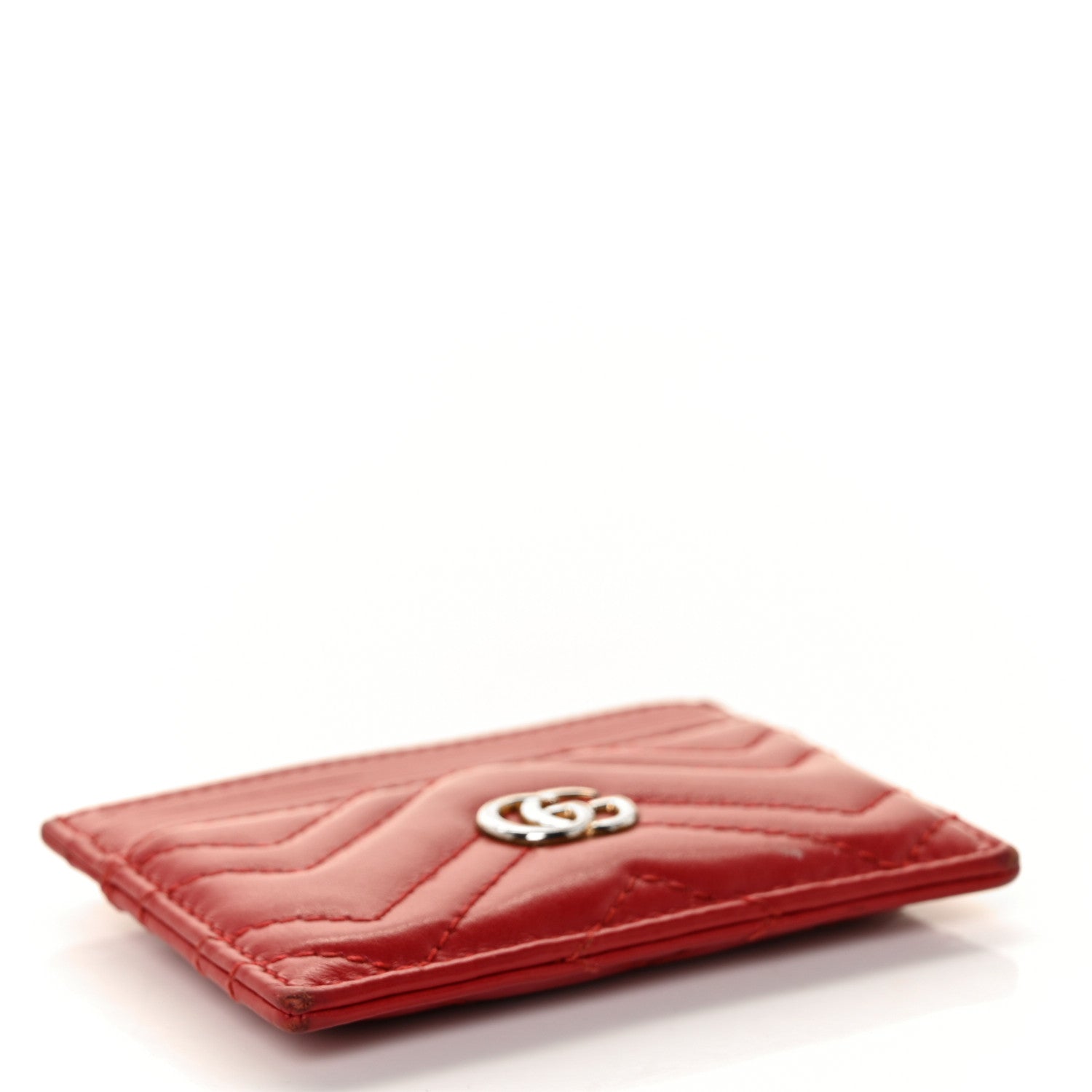 Gucci Calfskin Matelasse GG Marmont Card Holder Hibiscus Red 4 of 11