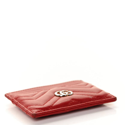 Gucci Calfskin Matelasse GG Marmont Card Holder Hibiscus Red 4 of 11