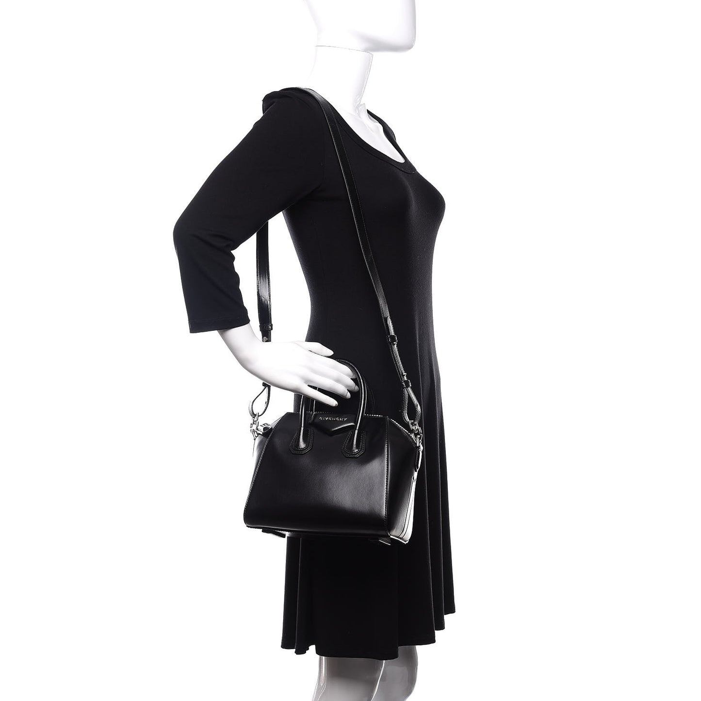 Shiny Lord Calfskin Mini Antigona Black